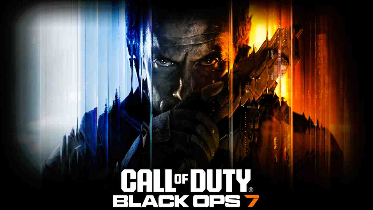 Call of Duty: Black Ops 7 — a man holding a gun infront of his face.