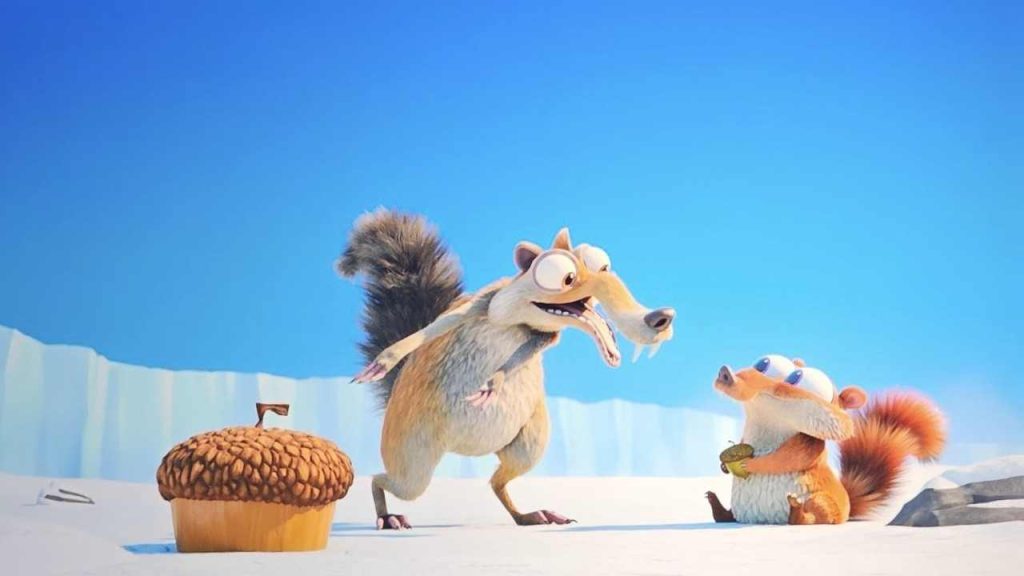 Ice Age: Boiling Point — Poster shows Scrat showing an acorn to a squirrel.