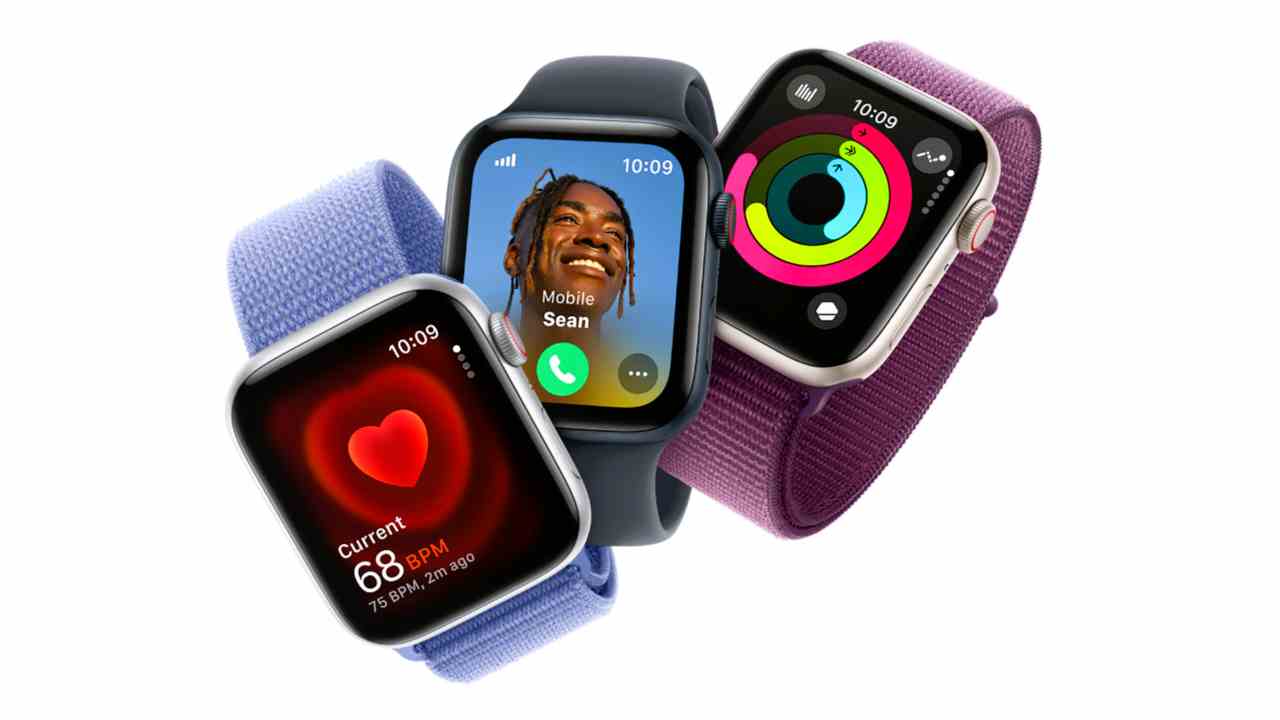 Apple Watch SE 3 — Poster shows 3 Watch SE 3 of different colors.