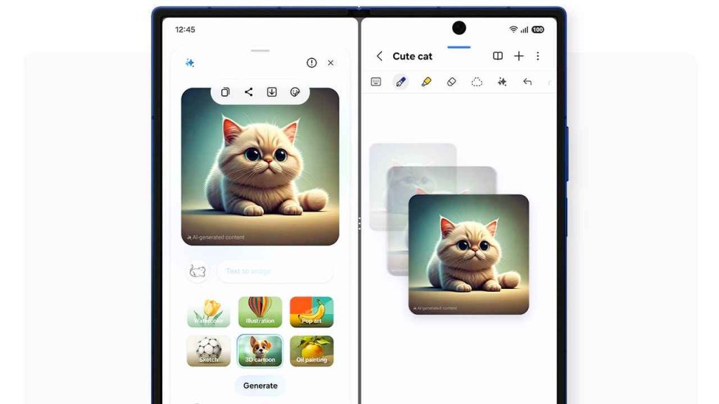 One UI 8 — A Galaxy Z Fold is using the photo edit feature.