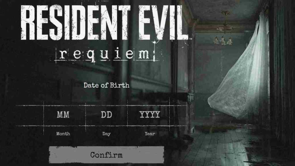 Resident Evil Requiem — Poster shows the lobby of Wrenwood Hotel in Raccoon City.